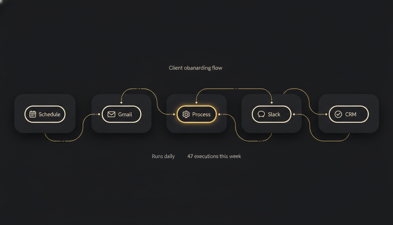 A node graph connecting a form, a calendar, and an email step.